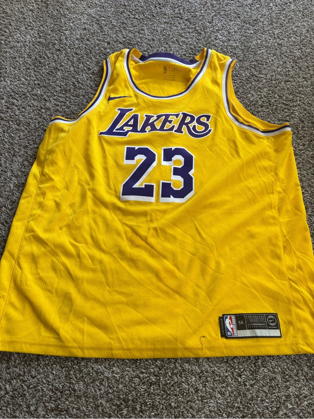 Nike Yellow & Purple Los Angeles Lakers #23 Basketball Jersey